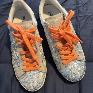 Premiata Women's Sneakers - Silver and Orange